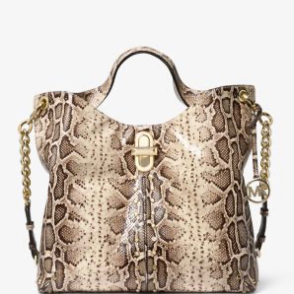 Michael Kors, Astor legacy, large snake, embossed, leather tote. NWT